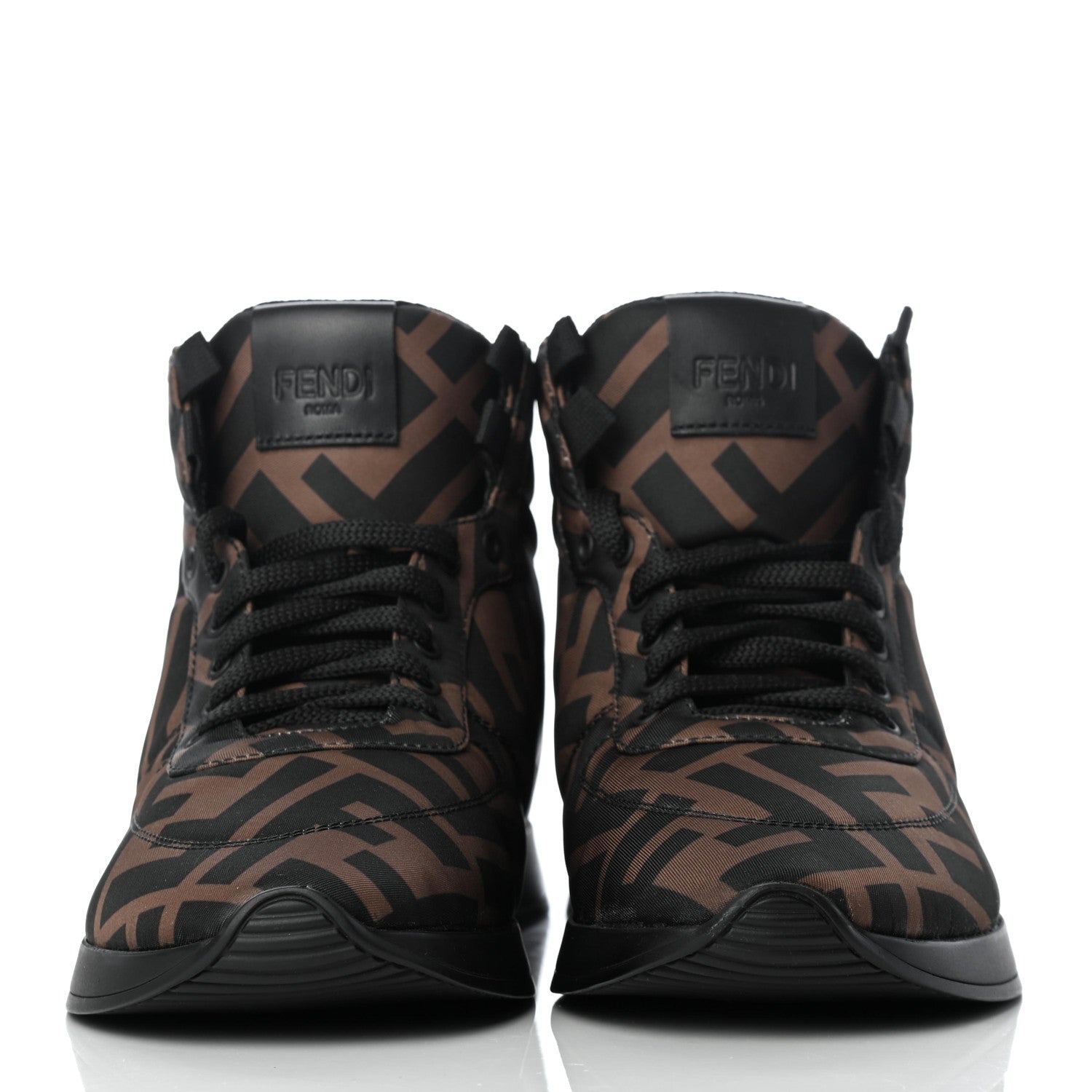 Fendi Nylon FF Reloaded High Top Sneakers 36 Tobacco Black 2 of 9