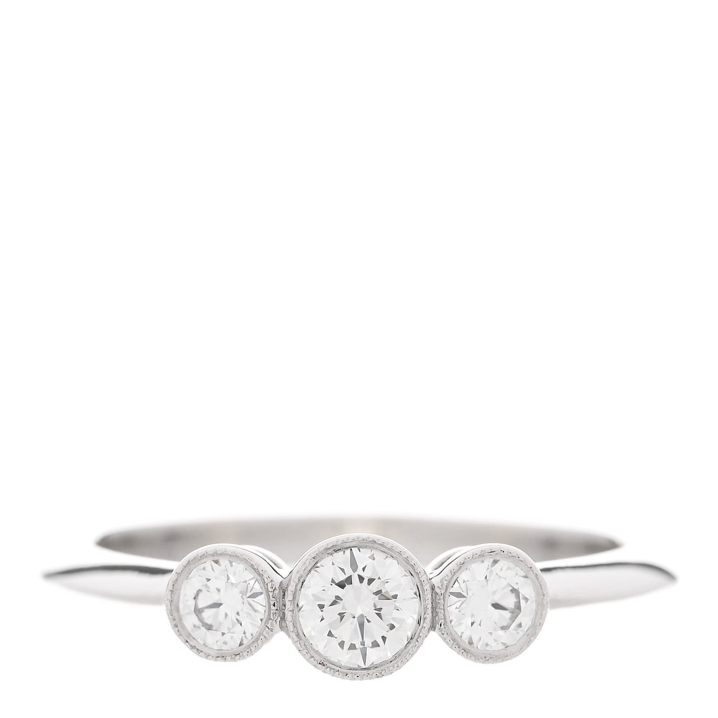 Platinum Diamond Three Stone Milgrain Ring 50 5.5