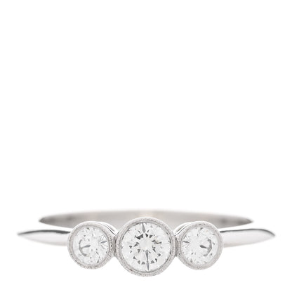 Tiffany Platinum Diamond Three Stone Milgrain Ring 50 5.5 1 of 5