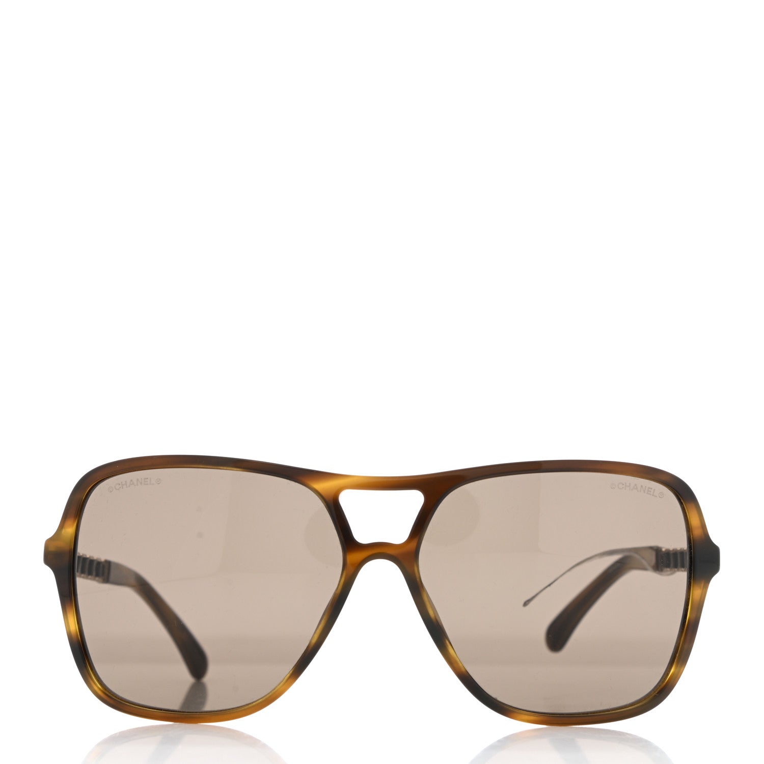 Chanel Metal Calfskin CC Chain Pilot Sunglasses 5439-Q Green Tortoise 2 of 8