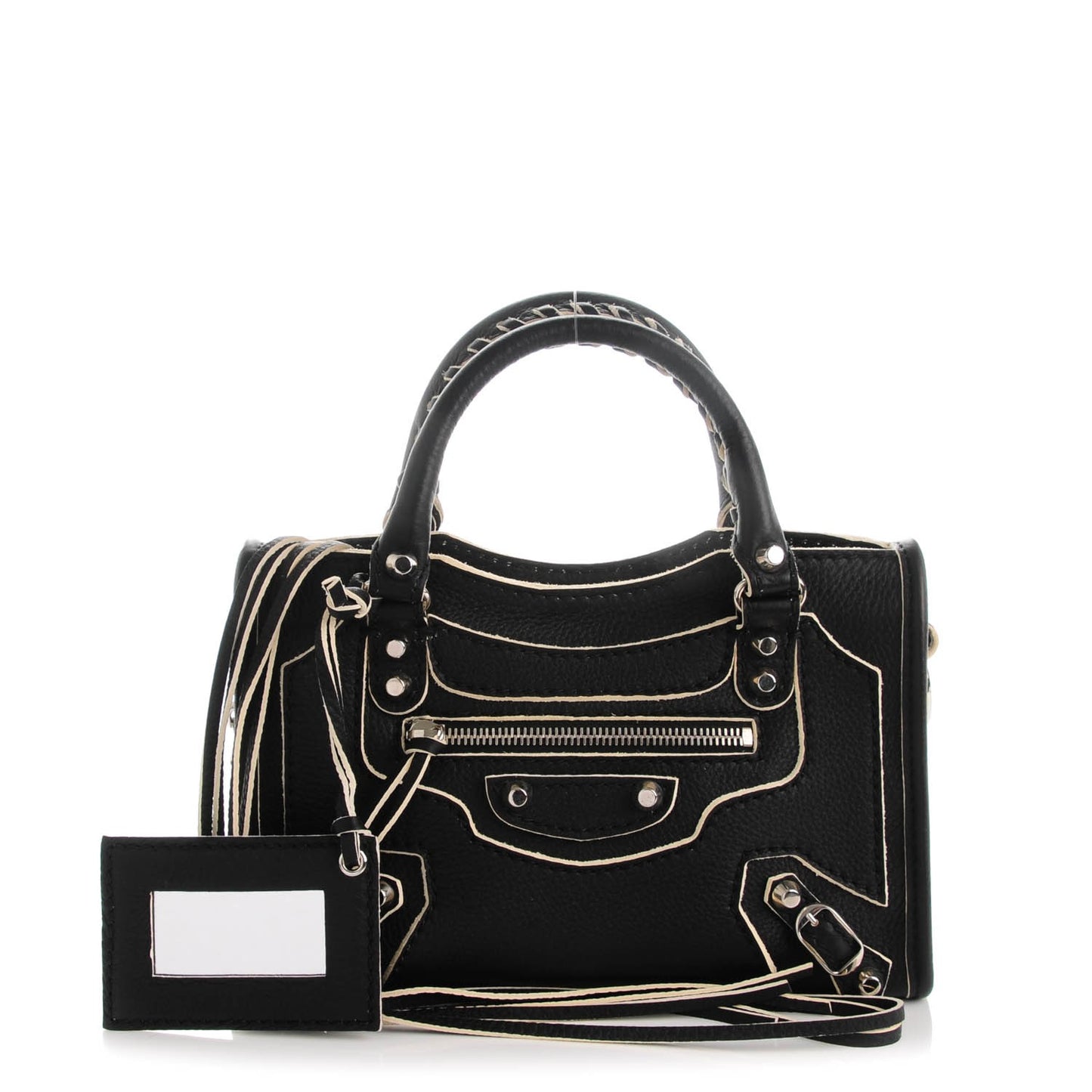 Supple Grained Calfskin Classic Silver Hardware Highlight Mini City Black