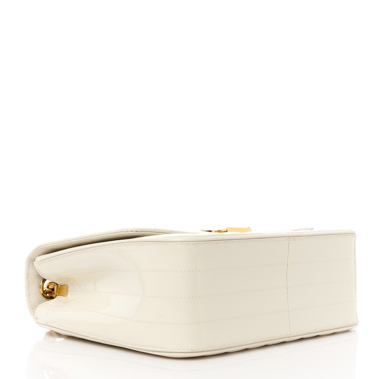 Saint Laurent Patent Matelasse Monogram Large Vicky Chain Bag White 4 of 10