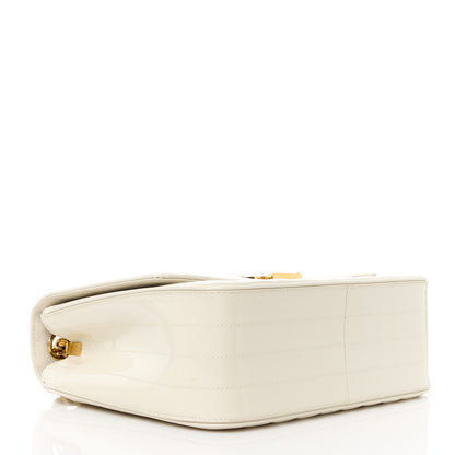 Saint Laurent Patent Matelasse Monogram Large Vicky Chain Bag White 4 of 10