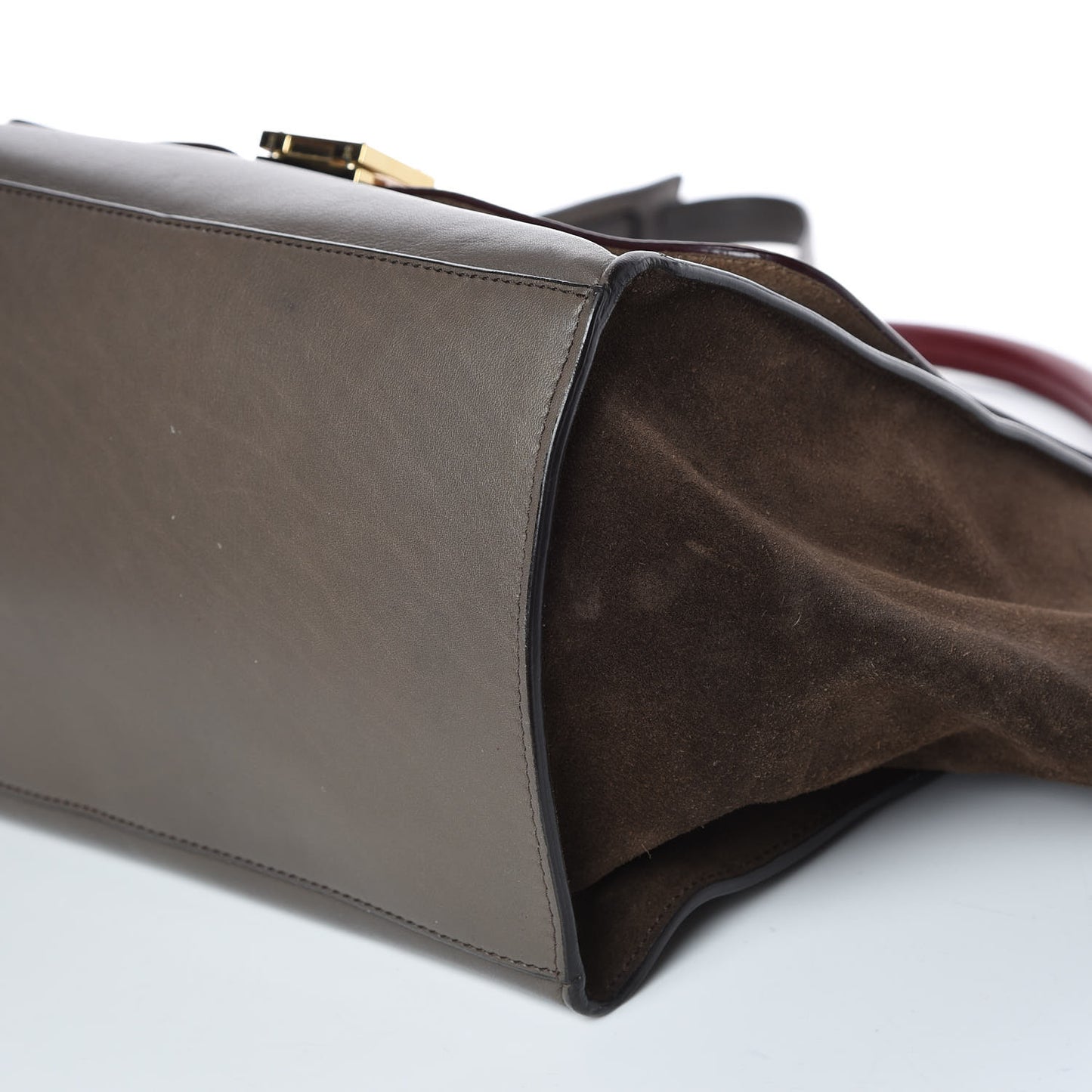 Calfskin Suede Medium Tri-Color Trapeze Taupe
