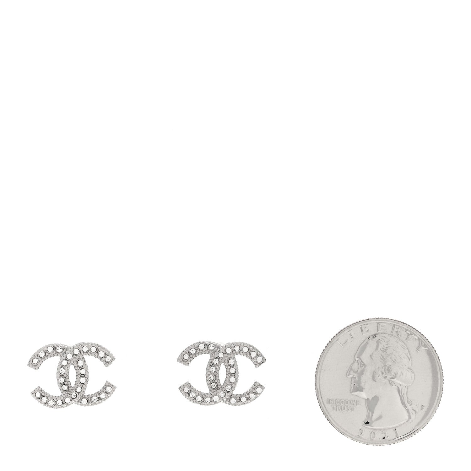 Chanel Crystal CC Coco Flapper Earrings Silver 2 of 5