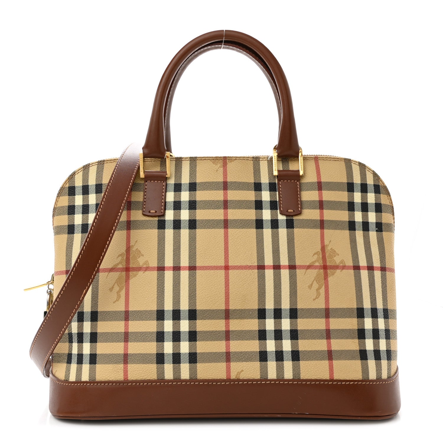 Burberry Haymarket Check Top Handle Crossbody Brown 1 of 20
