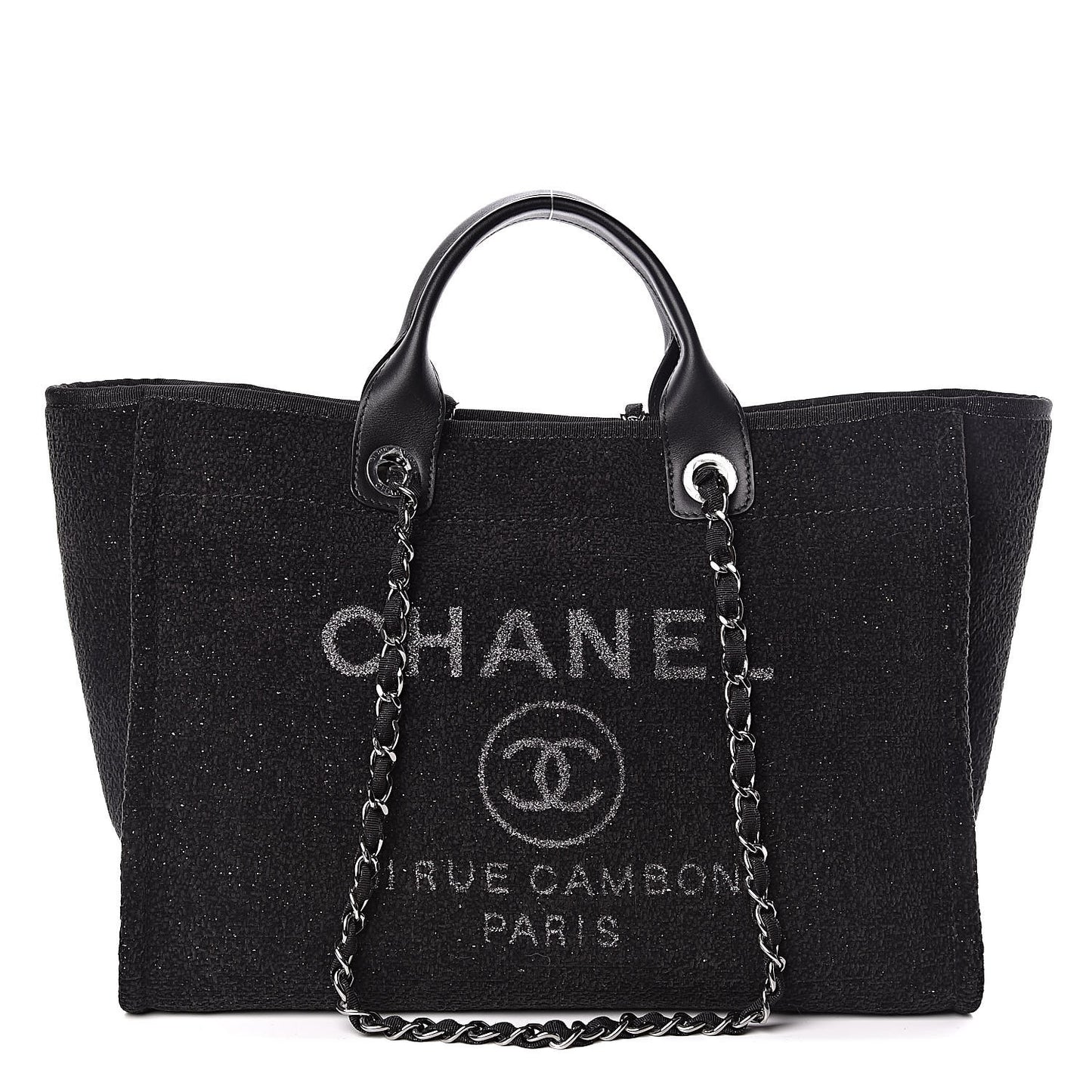 Lurex Boucle Medium Deauville Tote Black
