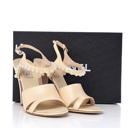 Chanel Lambskin Pearl Sandals 40 Beige Clair 11 of 11