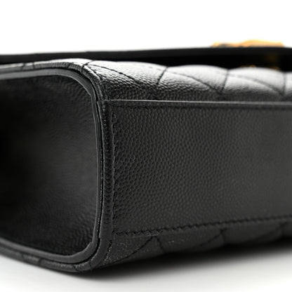 Saint Laurent Grain De Poudre Textured Mixed Matelasse Triquilt Medium Monogram Satchel Black 8 of 12