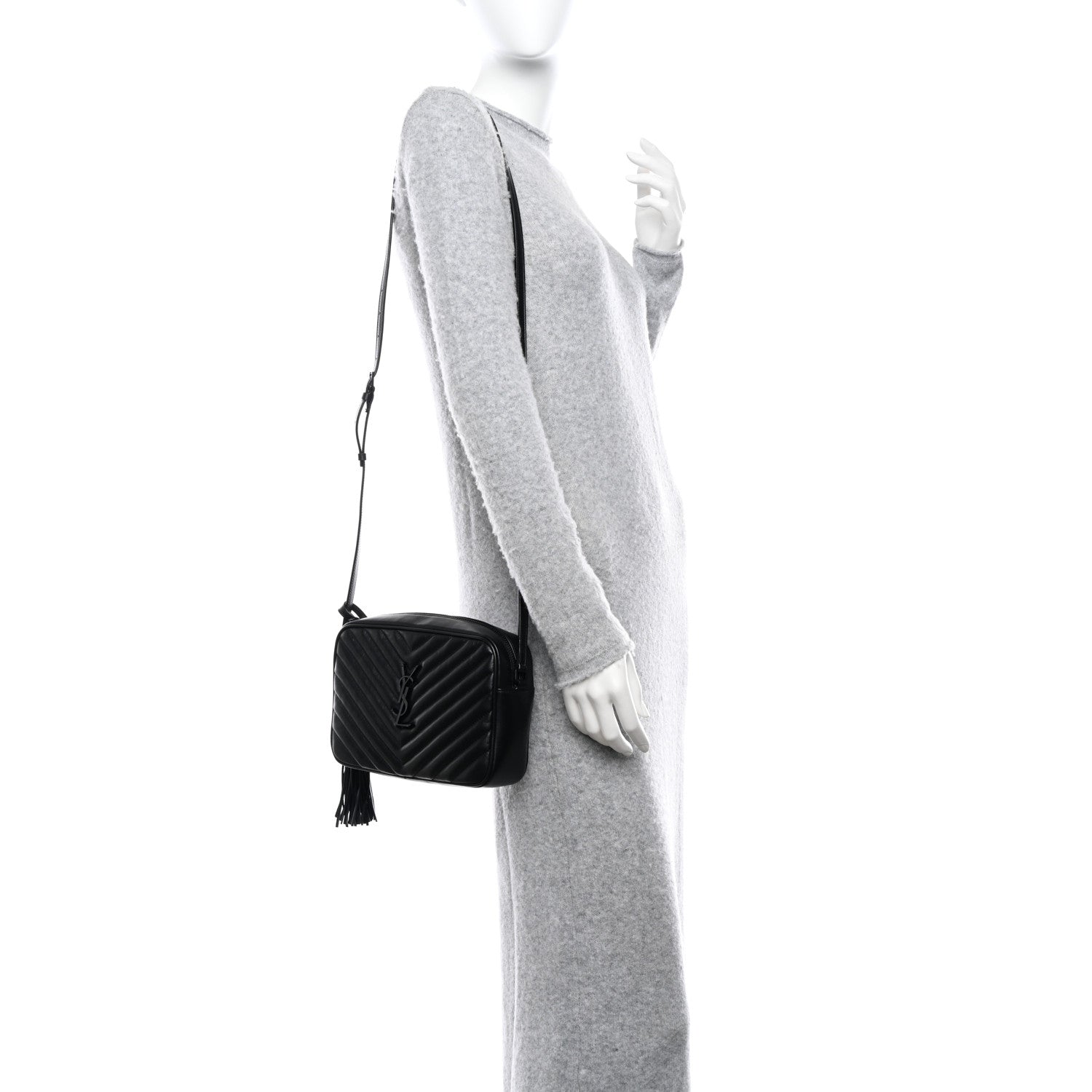 Saint Laurent Calfskin Matelasse Monogram Monochrome Lou Camera Bag Black 2 of 11