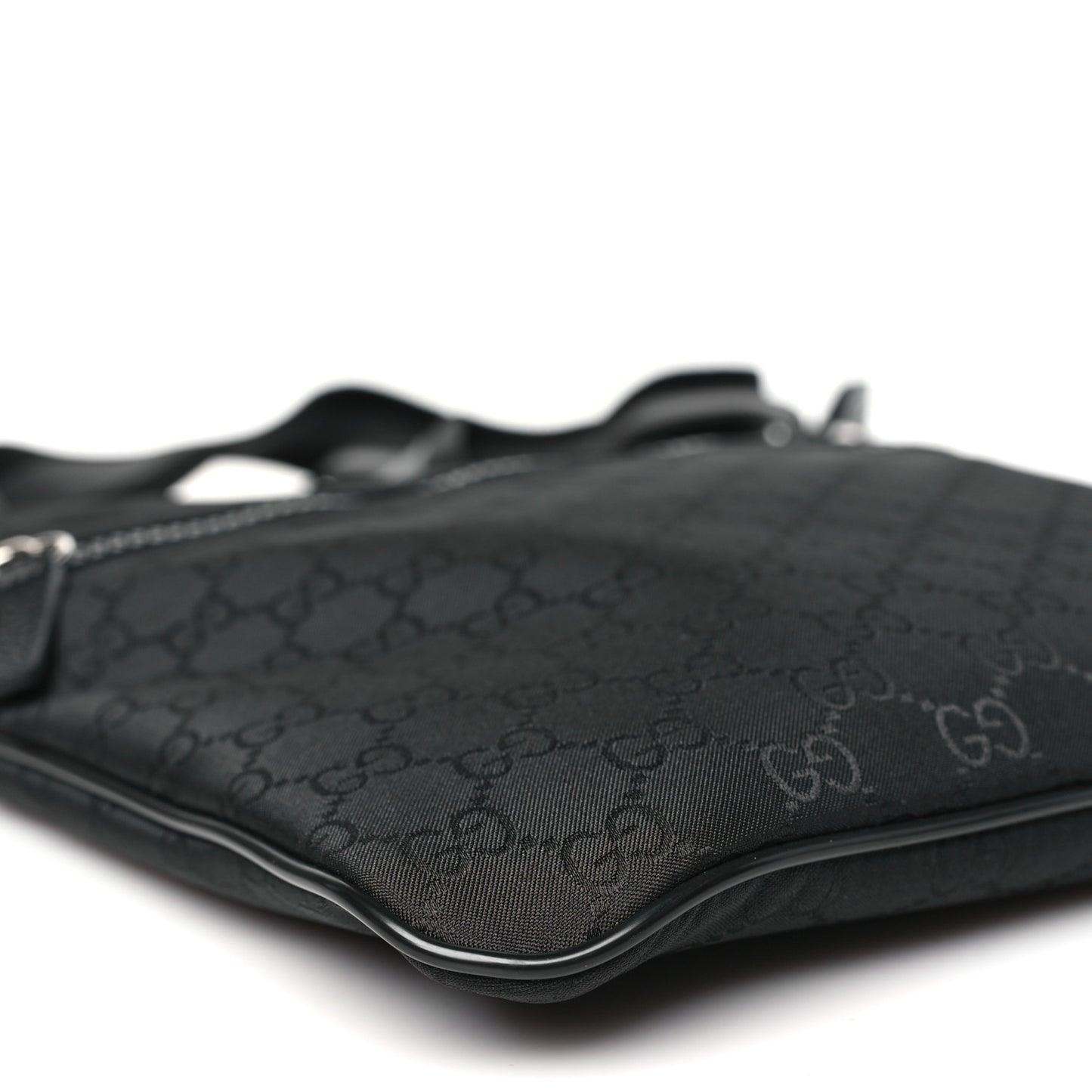 Nylon Monogram Small Flat Messenger Bag Black