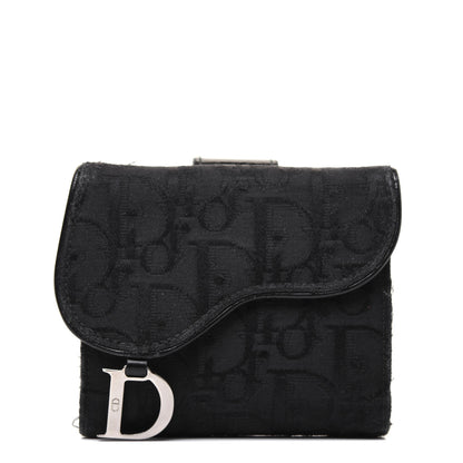 Christian Dior Monogram Compact Saddle Wallet Black 1 of 24