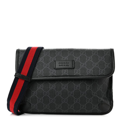 Gucci GG Supreme Monogram Web Slim Belt Bag Black Grey 1 of 11