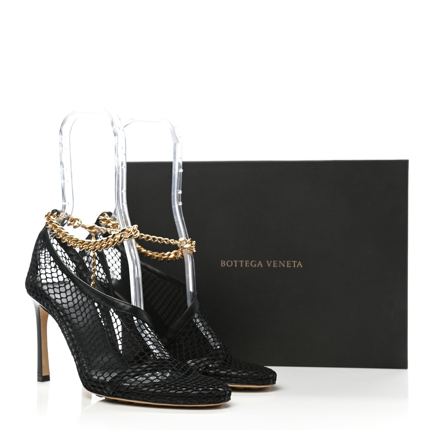 Mesh Nappa Chunky Chain Sandals 37 Black