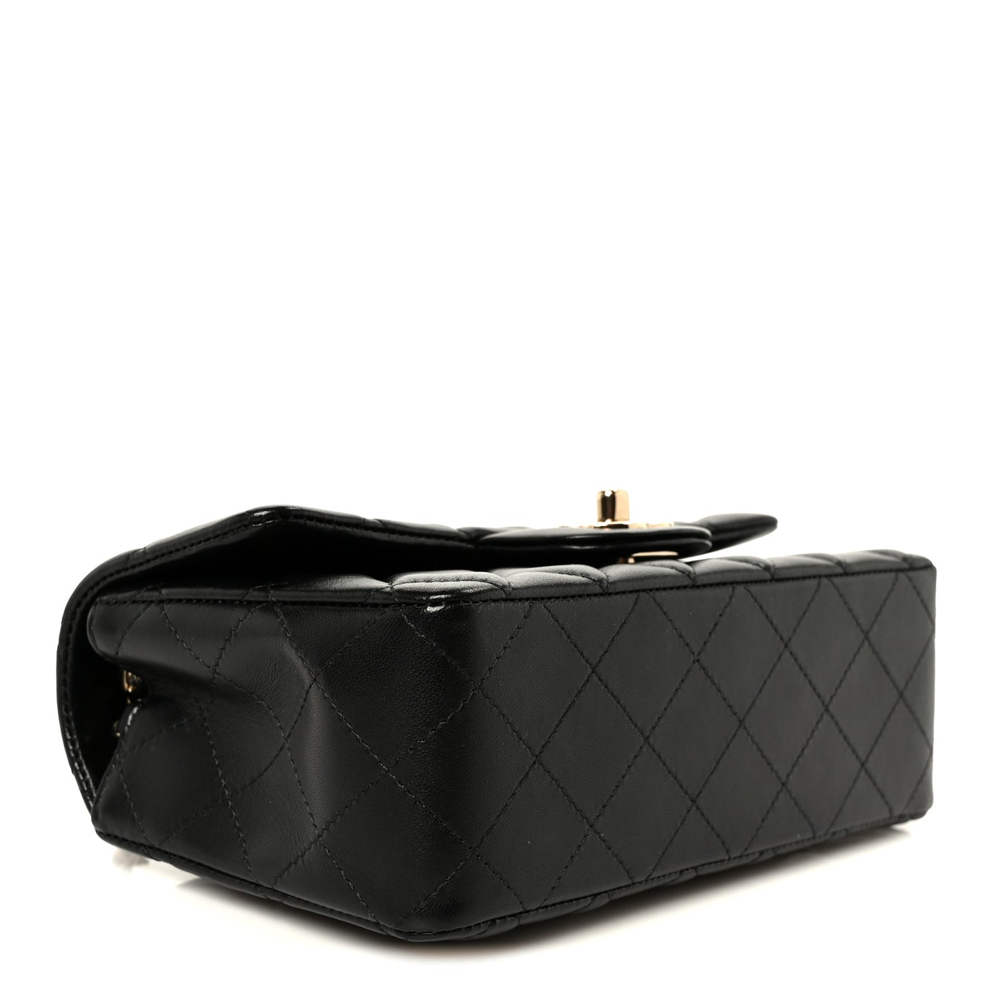 Lambskin Quilted Mini Rectangular Flap Black