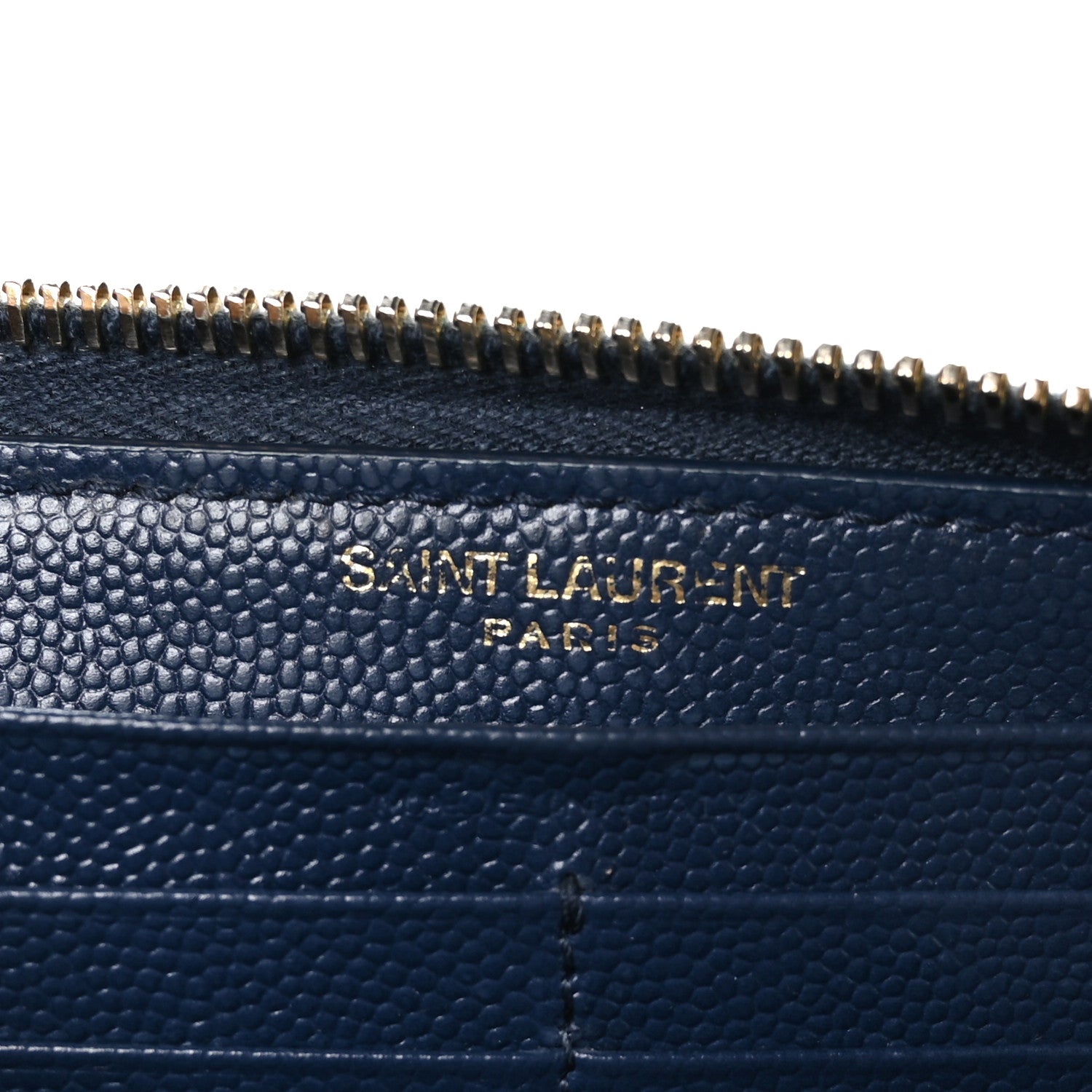 Saint Laurent Grain De Poudre Matelasse Chevron Monogram Zip Around Wallet Deep Marine 6 of 8