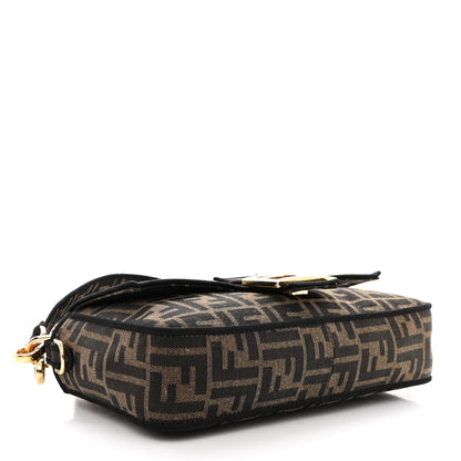 Fendi Fabric Jacquard FF 1974 Medium Baguette Tobacco Moro Black 4 of 11