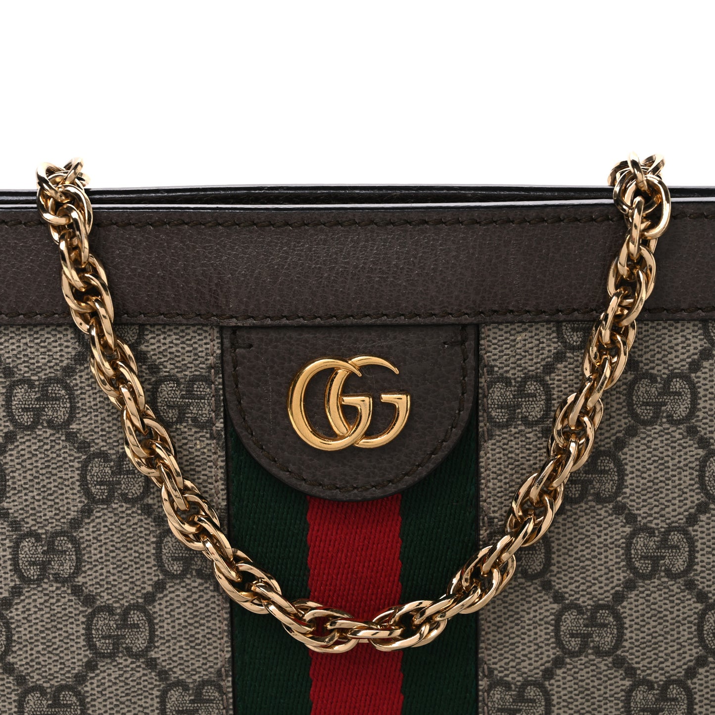 GG Supreme Monogram Web Small Ophidia Chain Shoulder Bag Brown