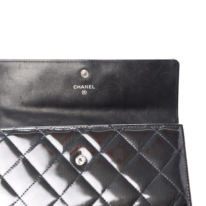 Chanel Striated Patent Quilted Large Gusset Flap Wallet Dark Grey 9 of 12