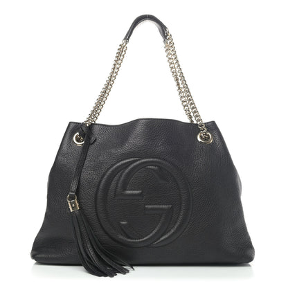 Gucci Pebbled Calfskin Medium Soho Chain Shoulder Bag Black 1 of 4