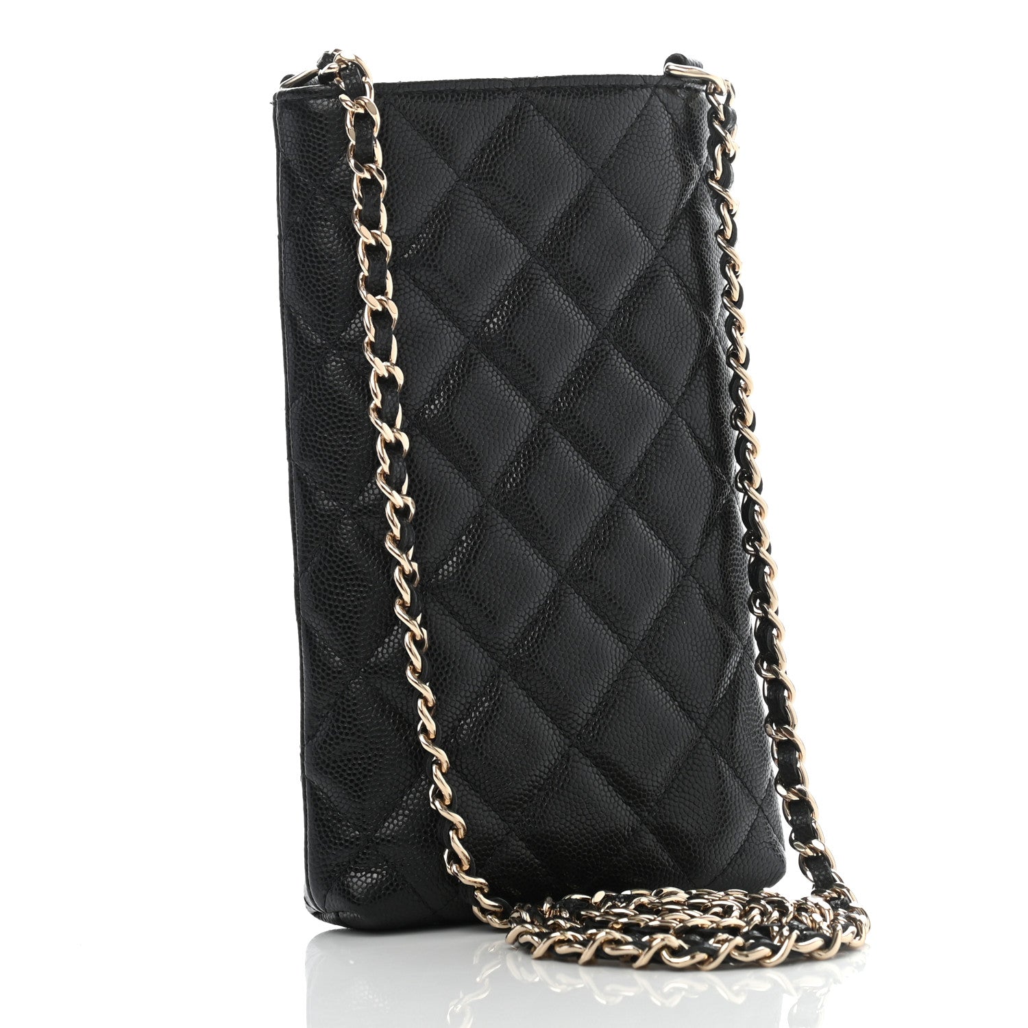 Chanel Caviar Quilted French New Wave Phone Holder With Chain Black 3 of 9