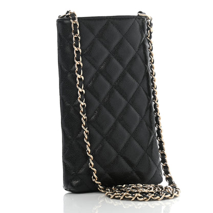 Chanel Caviar Quilted French New Wave Phone Holder With Chain Black 3 of 9
