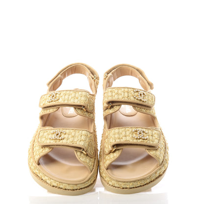 Chanel Braided Fabric Velcro Dad Sandals 35 Beige 5 of 11