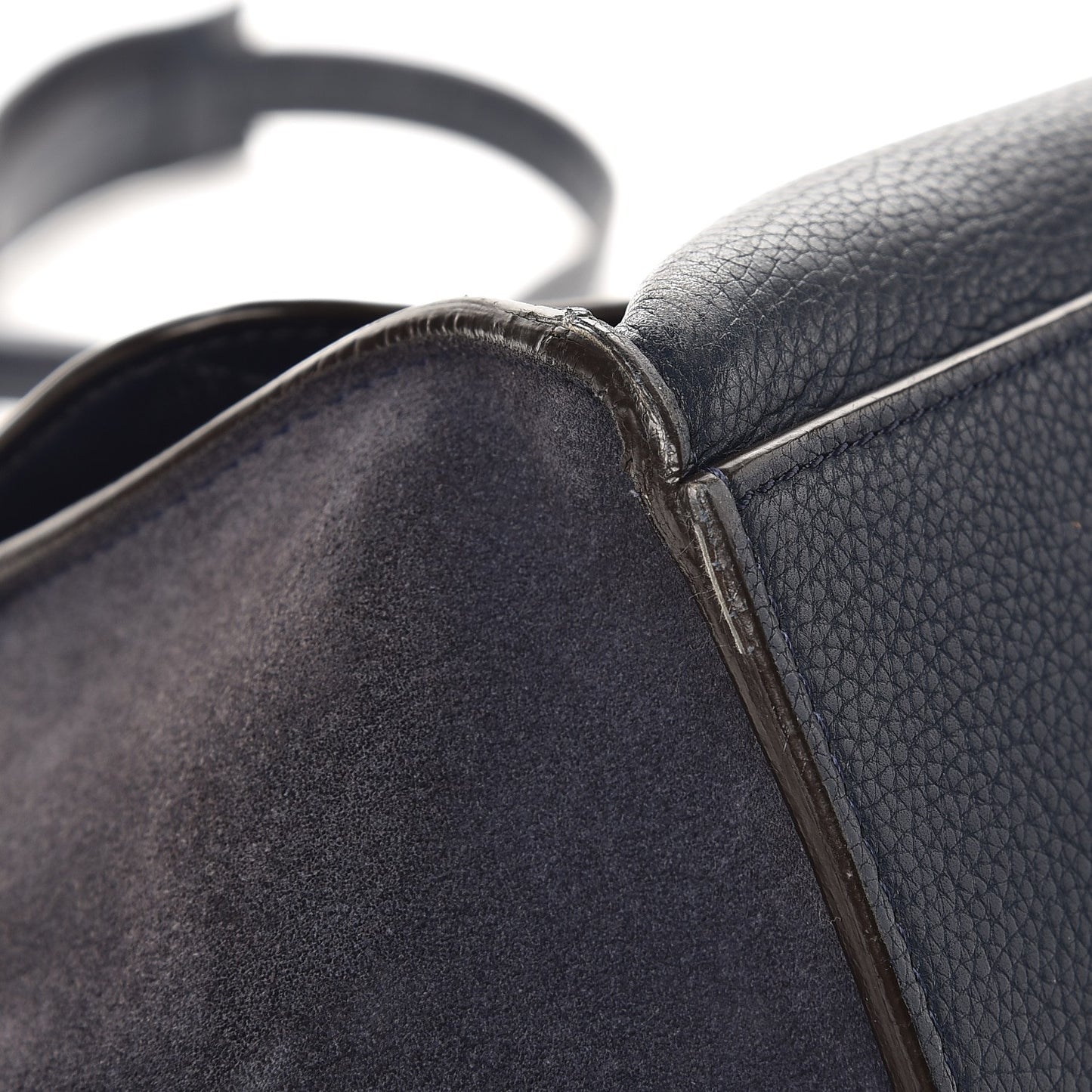 Drummed Calfskin Suede Medium Trapeze Navy