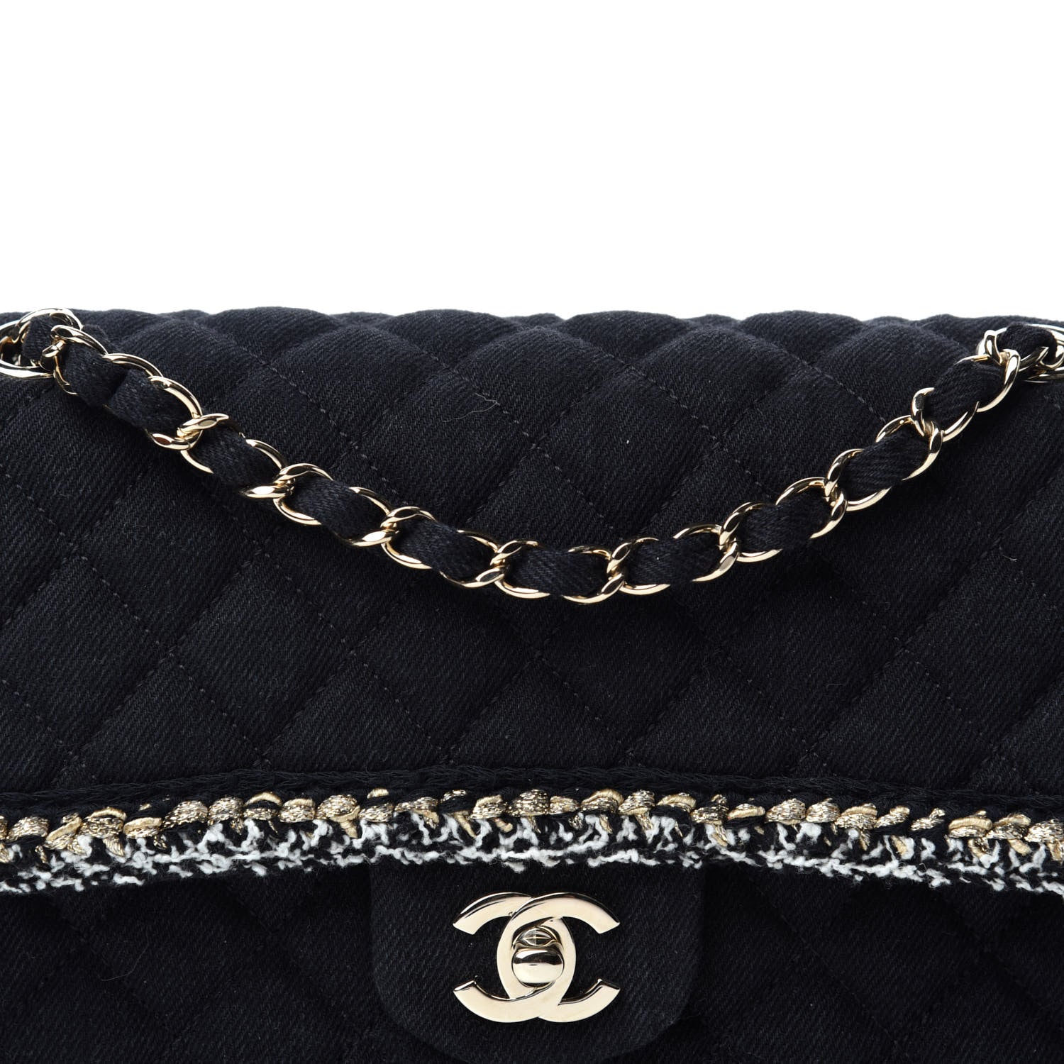 Chanel Denim Braided Medium Flap Bag Black 9 of 10