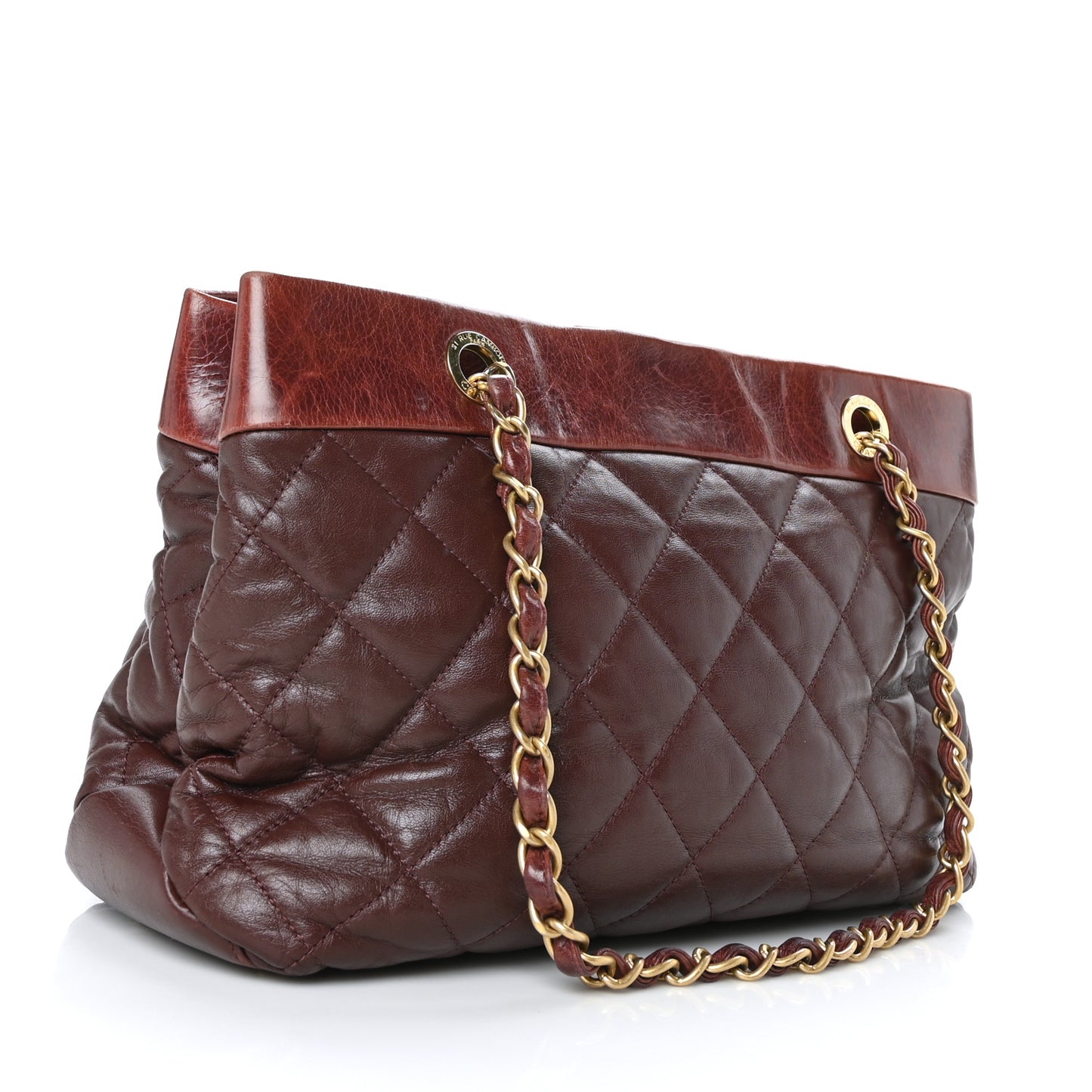Calfskin Quilted Medium Soft Elegance Tote Burgundy