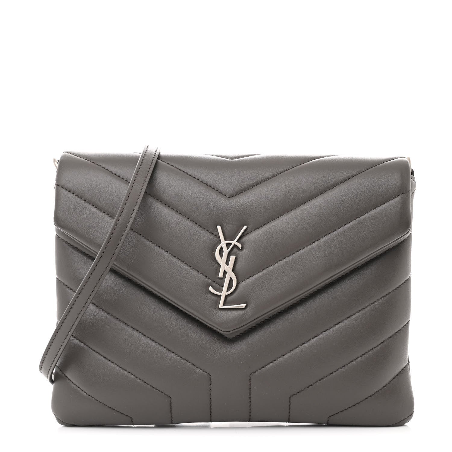 Saint Laurent Calfskin Y Quilted Monogram Loulou Crossbody Clutch Storm 1 of 12