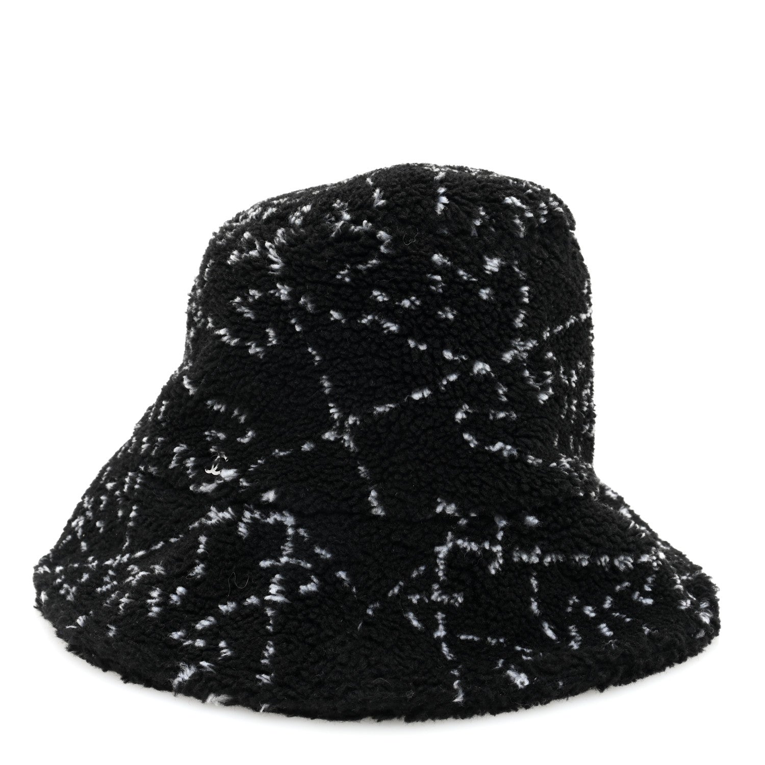 Chanel Faux Fur CC Bucket Hat M Black White 5 of 8