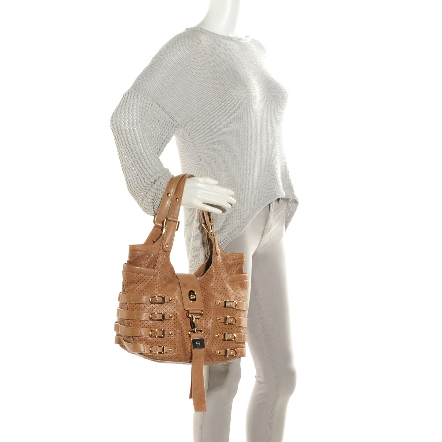 Nappa Perforated Bree Tote Camel