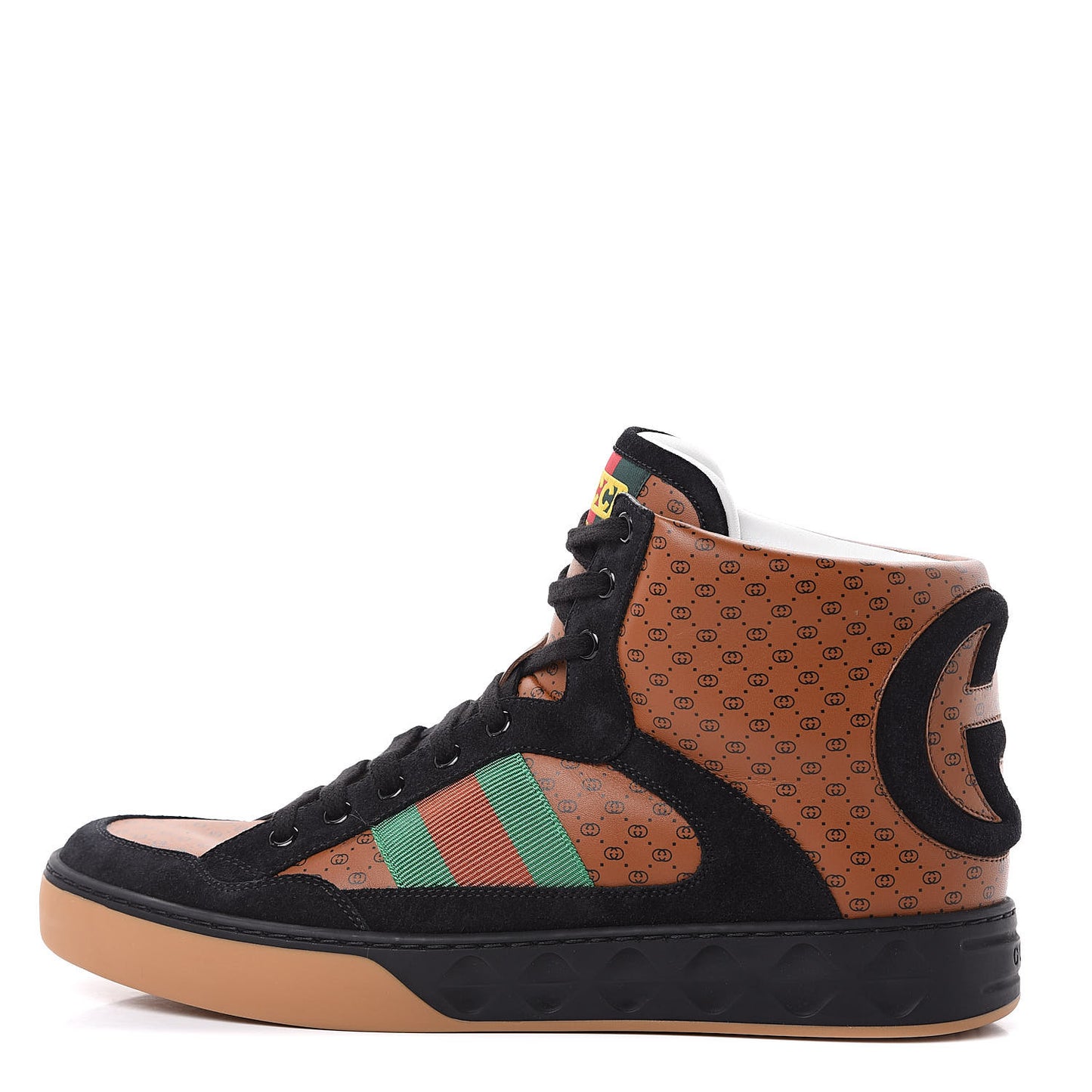 X DAPPER DAN Calfskin Suede GG Micro Monogram Mens High Top Sneakers 9 Brown