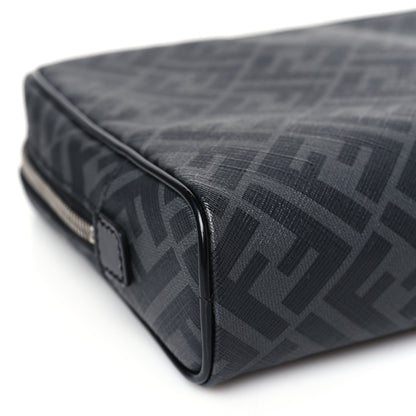 Fendi Glazed Fabric Vitello Brush FF 1974 Toiletry Case Black 8 of 9