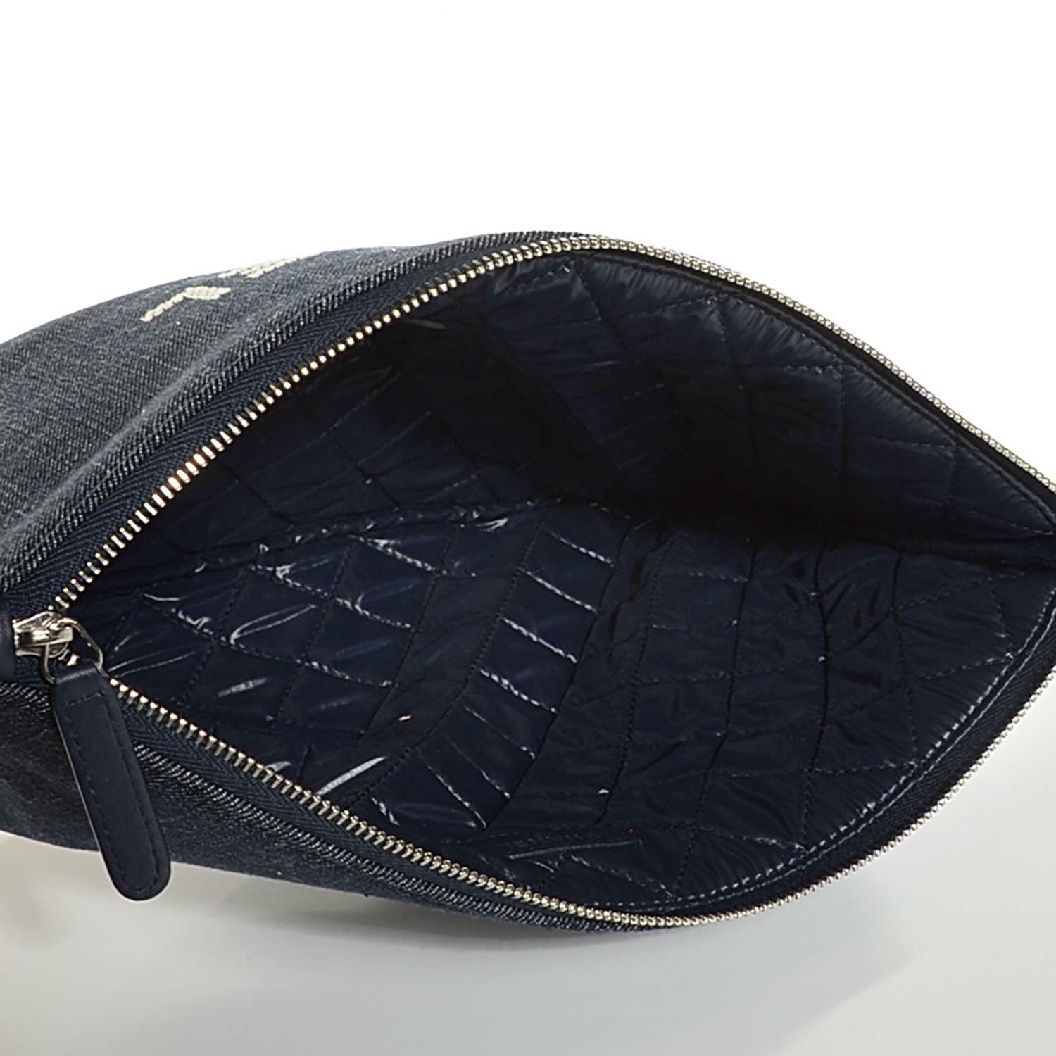 Chanel Canvas Large Deauville Pouch Clutch Blue 7 of 8