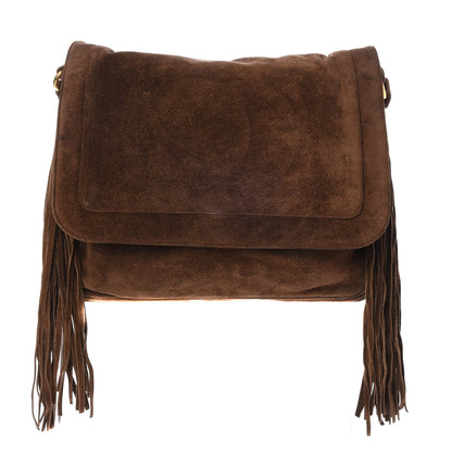 Chanel Suede CC Fringe Messenger Flap Bag Brown 1 of 11