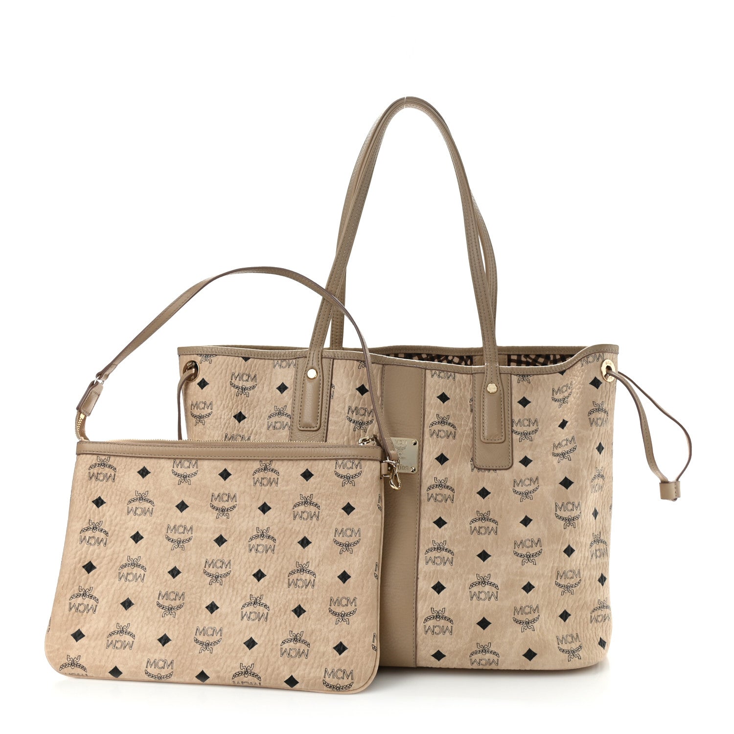 MCM Visetos Medium Liz Reversible Shopper Tote Beige 1 of 16