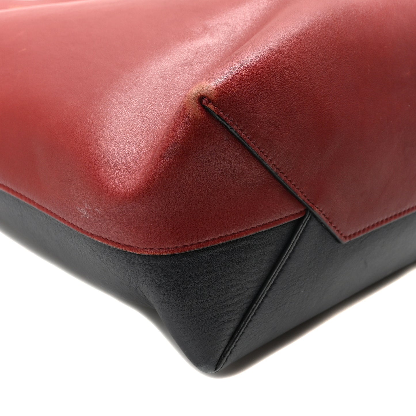 Shiny Smooth Calfskin Small Twisted Cabas Dark Ruby Navy