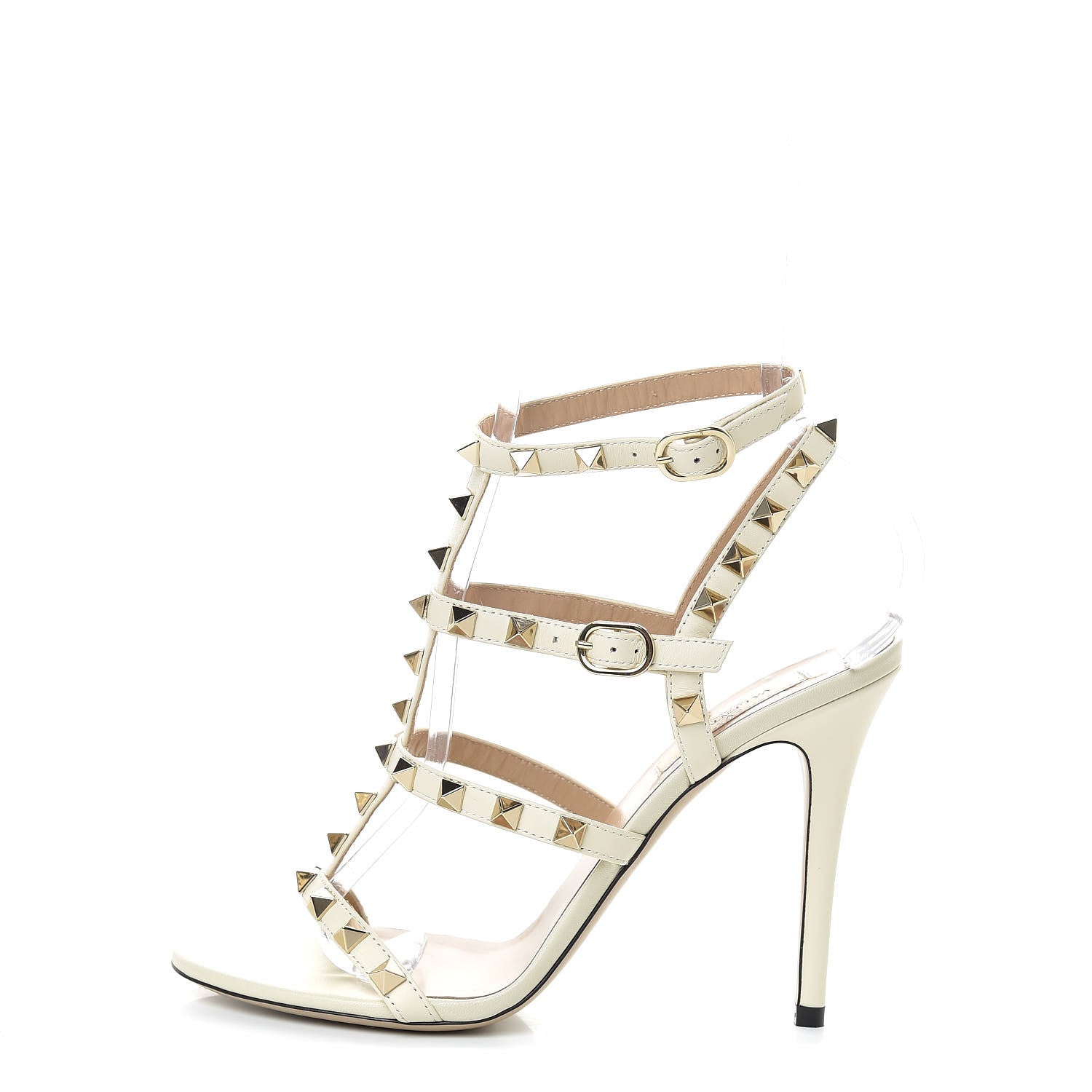 Valentino Garavani Nappa Rockstud Gladiator 105mm Sandals 37 Ivory 1 of 8