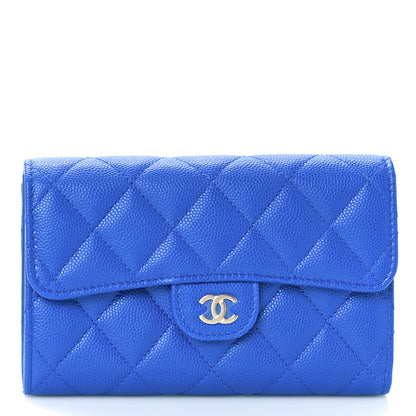 Chanel Caviar Quilted Medium Flap Wallet Blue 1 of 9