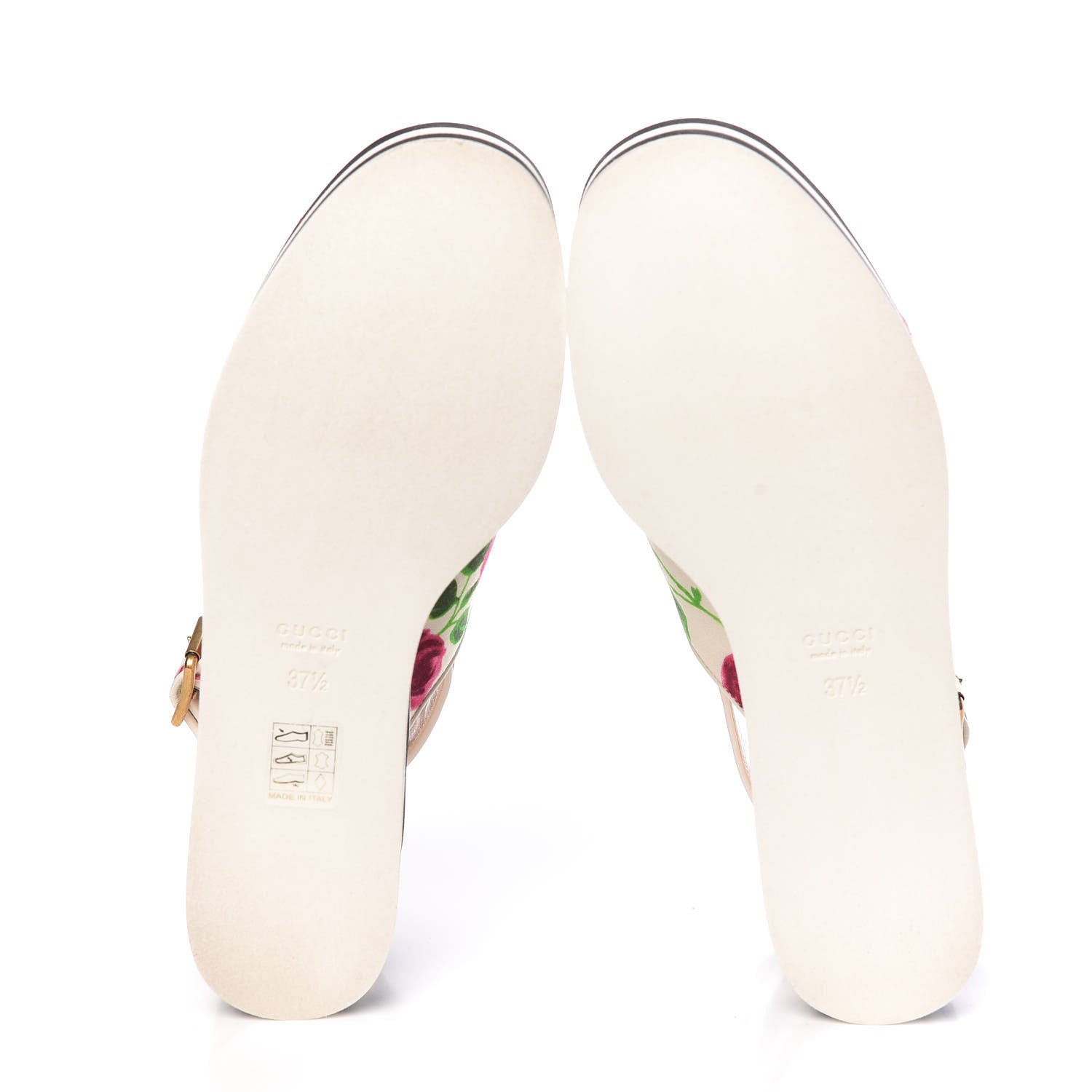 Gucci Canvas Striped Crossover Platform Sandals 37.5 White 5 of 10