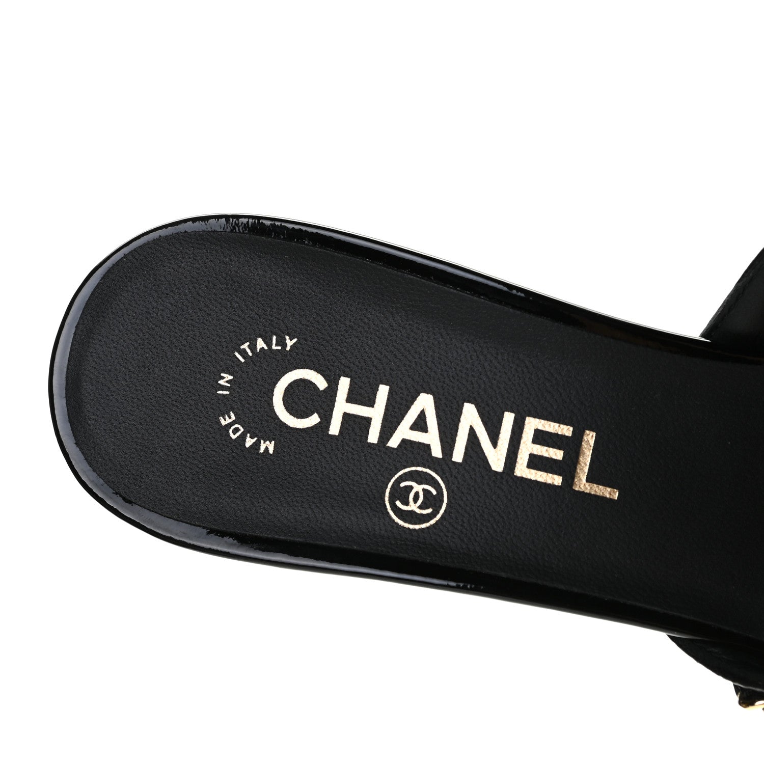 Chanel Lambskin Patent Chain CC Mules 39.5 Black 6 of 11