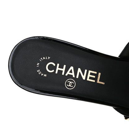 Chanel Lambskin Patent Chain CC Mules 39.5 Black 6 of 11