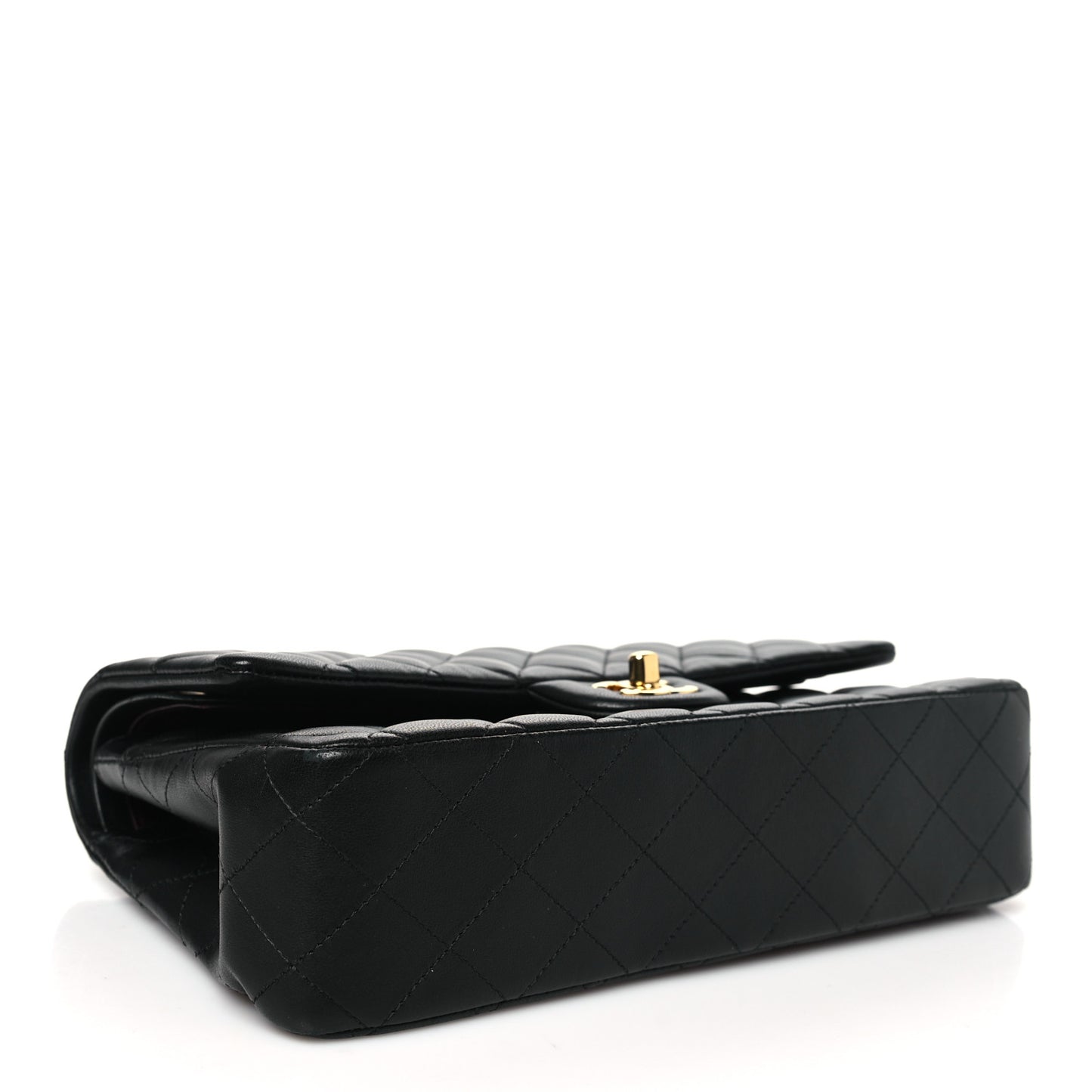 Lambskin Quilted Medium Double Flap Black