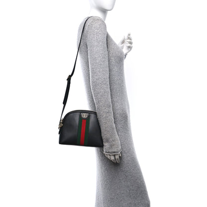 Gucci Calfskin GG Web Small Ophidia Dome Shoulder Bag Black 2 of 10
