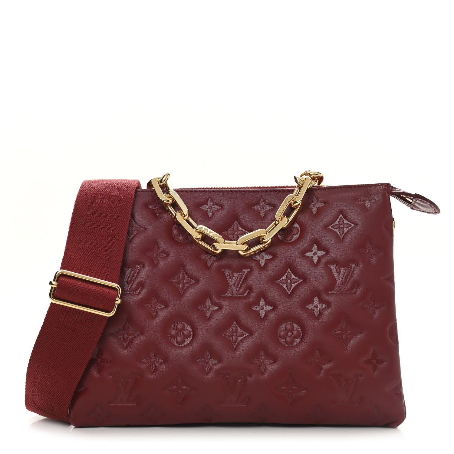 Louis Vuitton Lambskin Embossed Monogram Coussin PM Wine 1 of 10