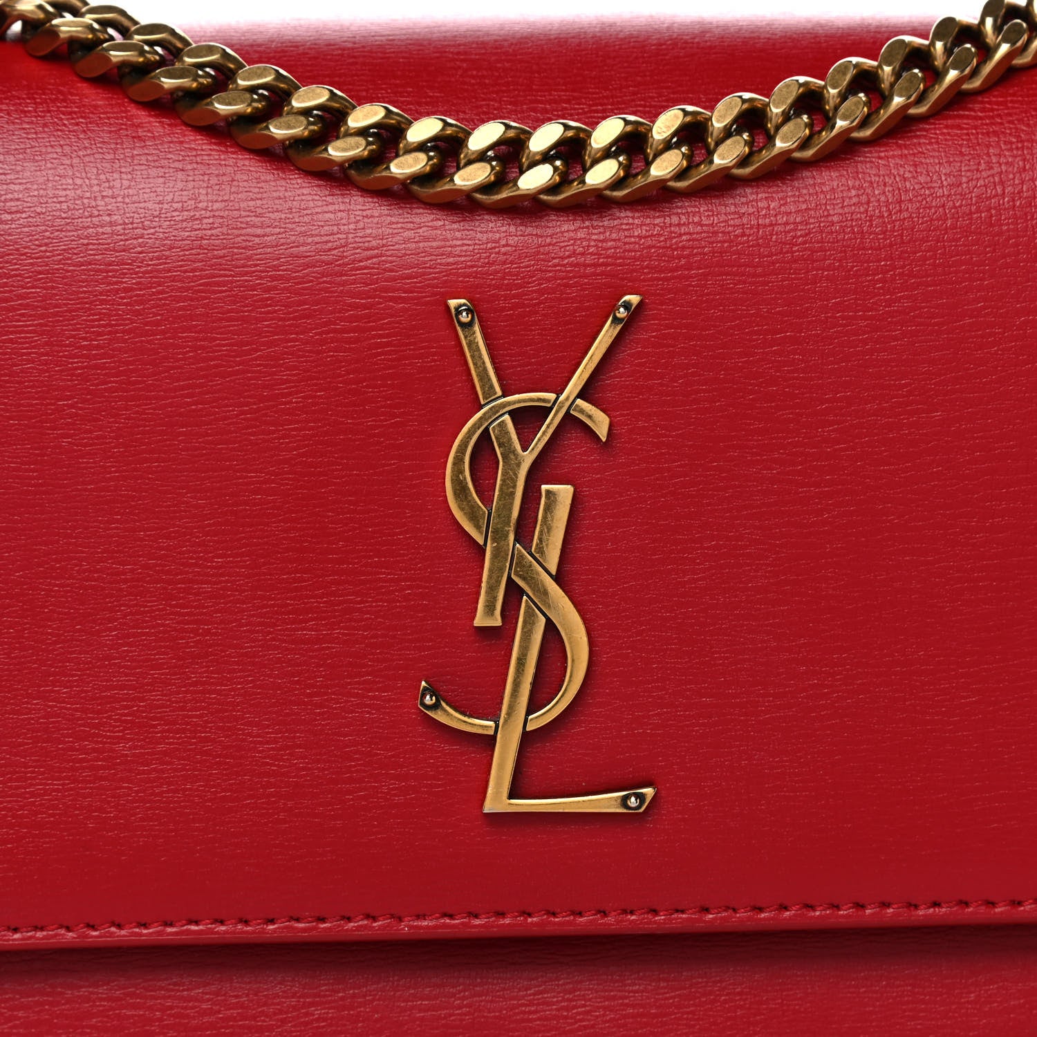 Saint Laurent Calfskin Medium Monogram Sunset Rouge Eros 7 of 13