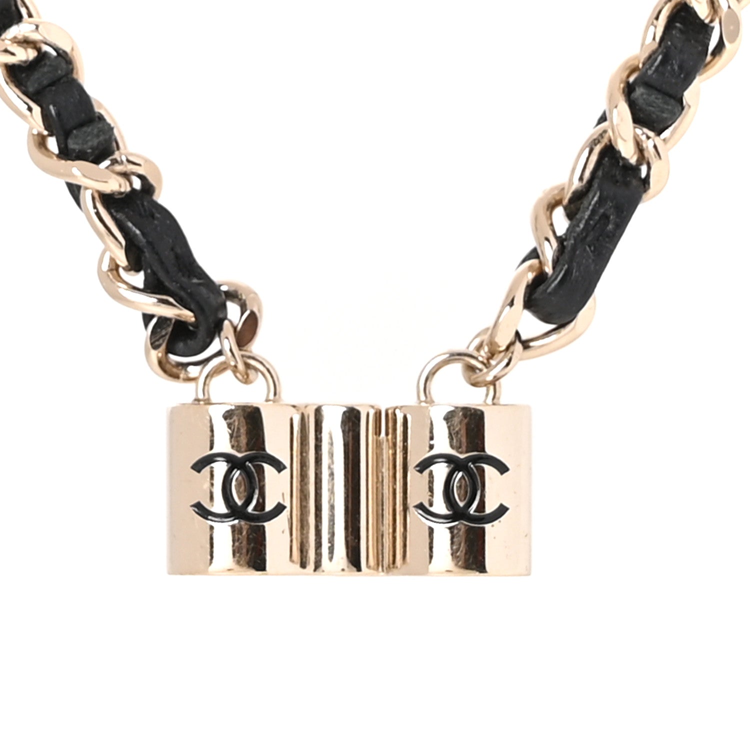 Chanel Metal Lambskin CC Airpods Necklace Gold Black 4 of 6