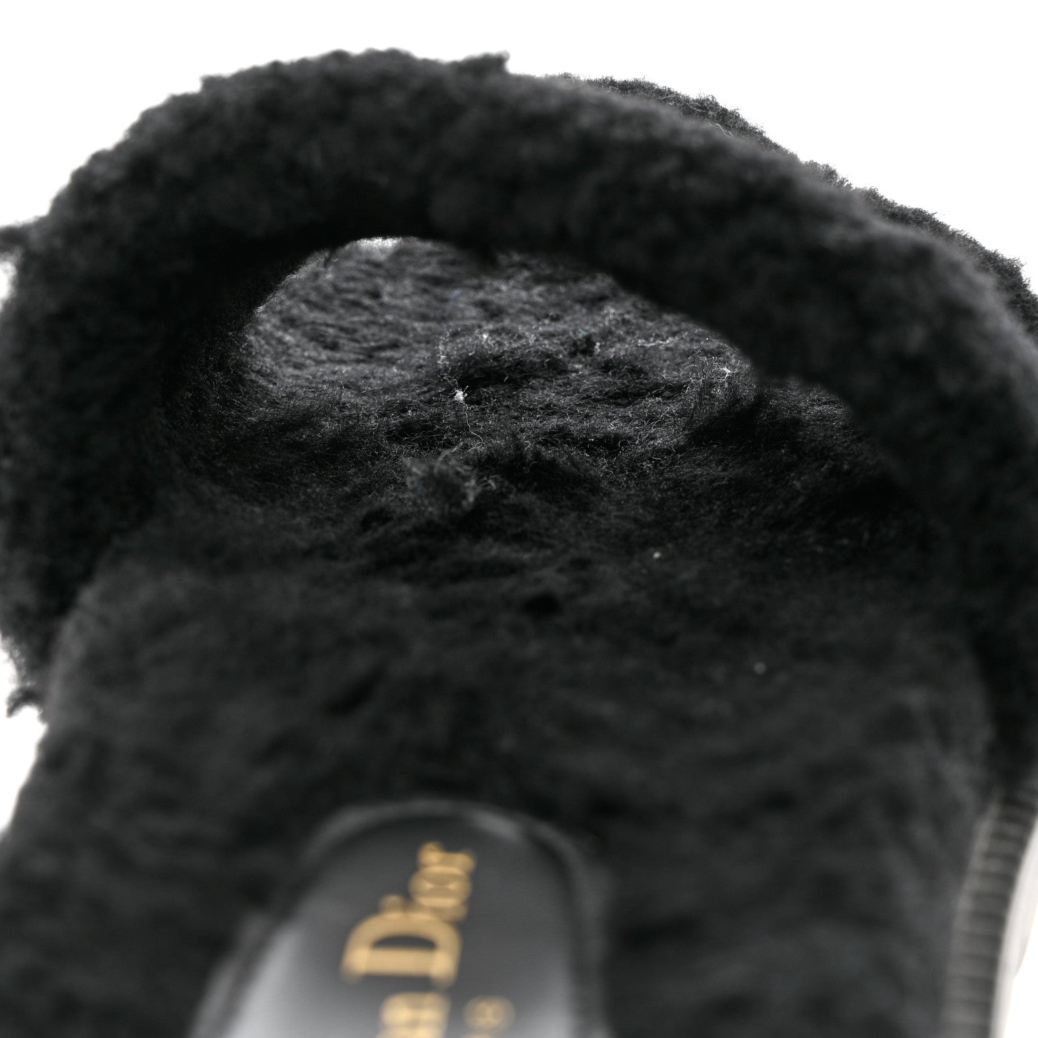 Christian Dior Shearling Canvas Lurex Embroidered Dway 10mm Slide Sandals 40 Black Natural 9 of 10